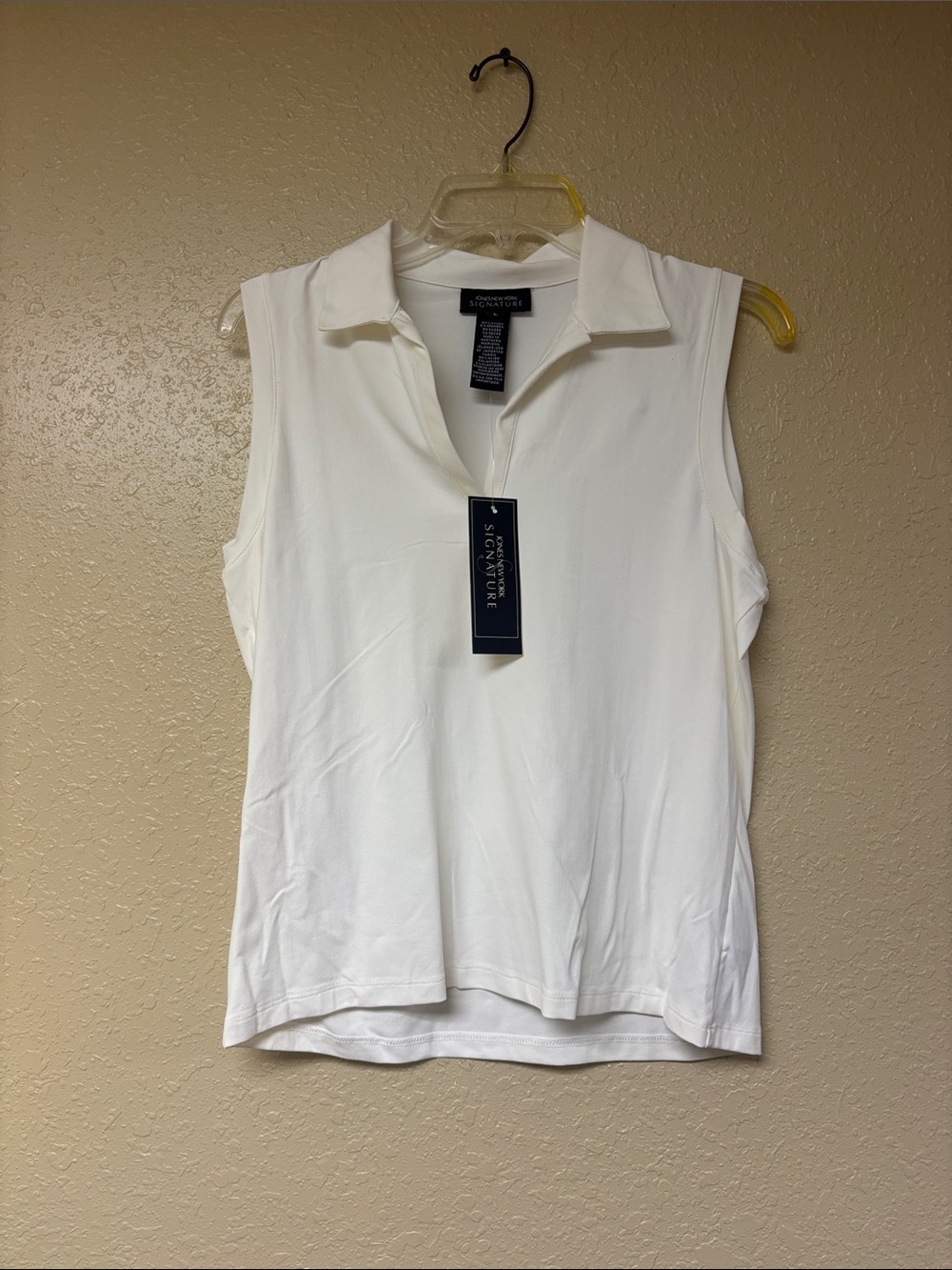 Signature White Sleeveless Polo V-Neck Top